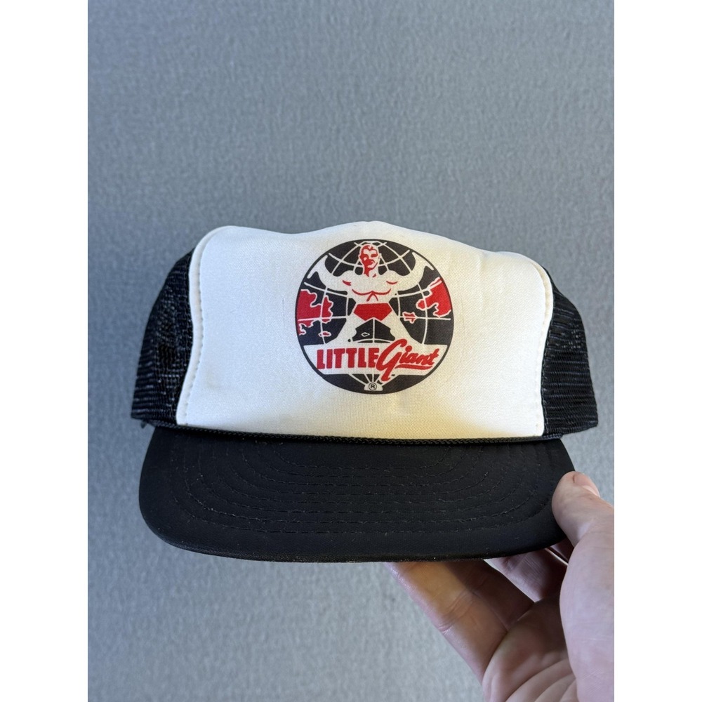 Little Giant Hat Cap Snap Back Mens One Size Black Mesh Trucker Foam Front Logo